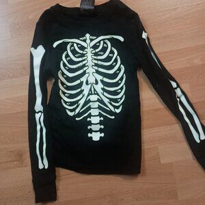 Glow in the dark kids skeleton Halloween shirt